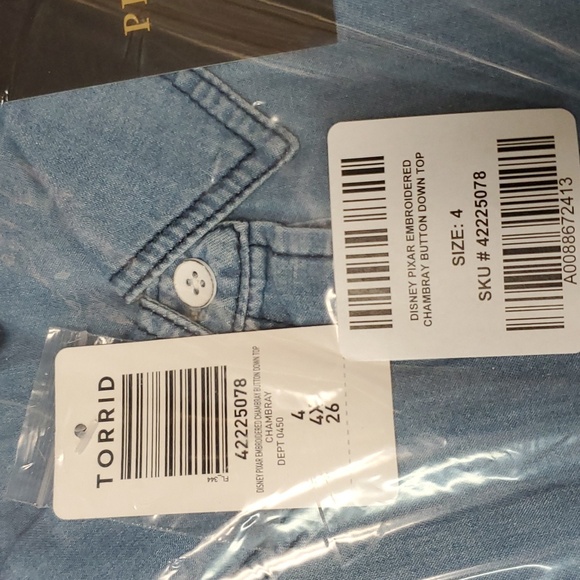❤️NWT VINTAGE TORRIID DISNEY PIXAR MONSTERS INC BUTTON TOP - CHAMBRAY PLUS SIZE - Picture 16 of 16